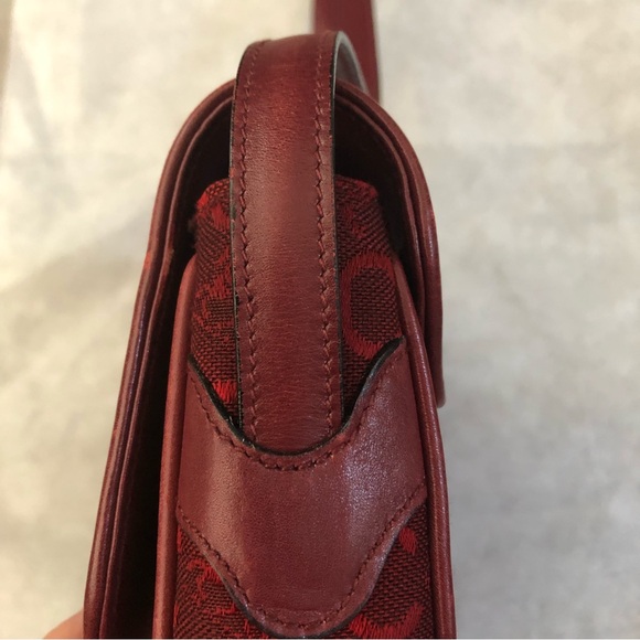 Vintage Celine Shoulder Bag Horse carriage logo box bag burgundy - Picture 6 of 16